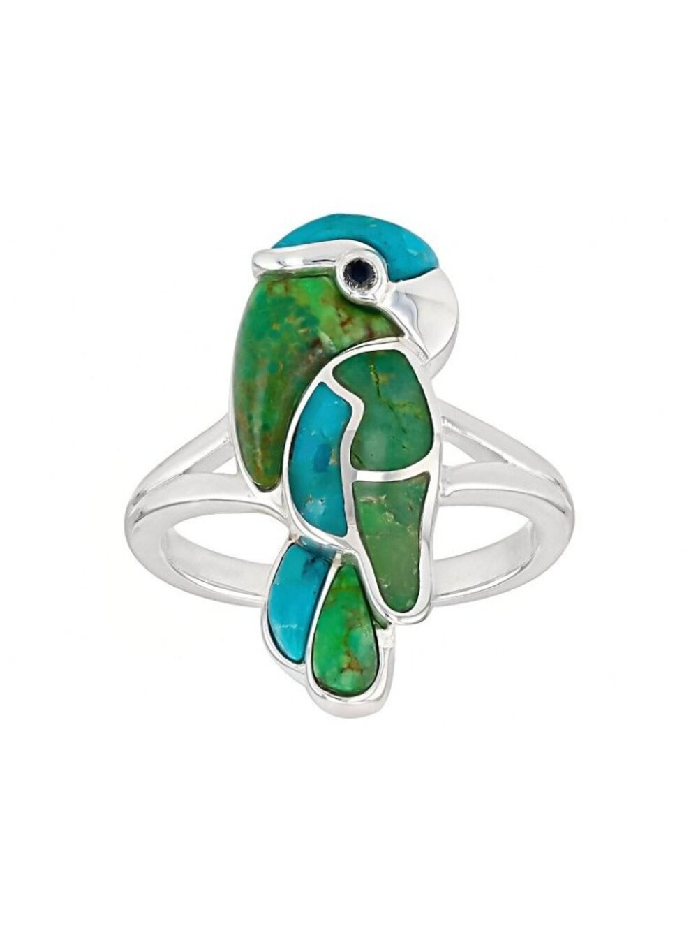 JTV Multi Color Turquoise Ring Bird Design Sterling Silver Size 7